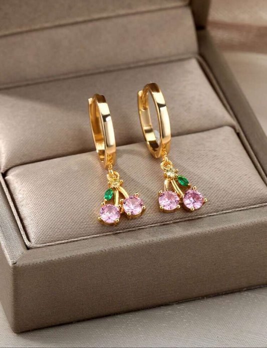 Aretes de cherry rosa