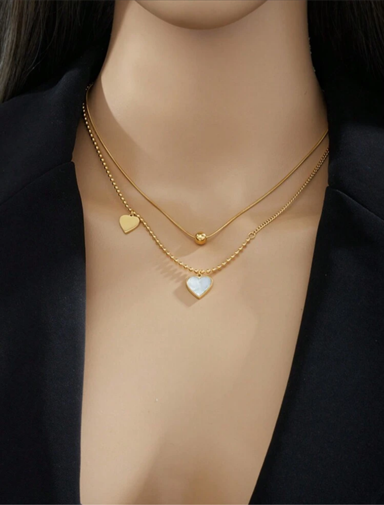 Collar doble de corazón