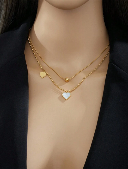 Collar doble de corazón