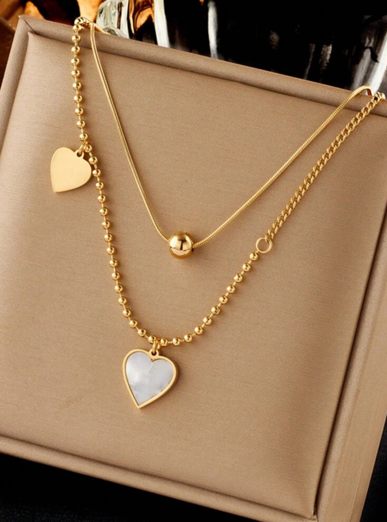 Collar doble de corazón